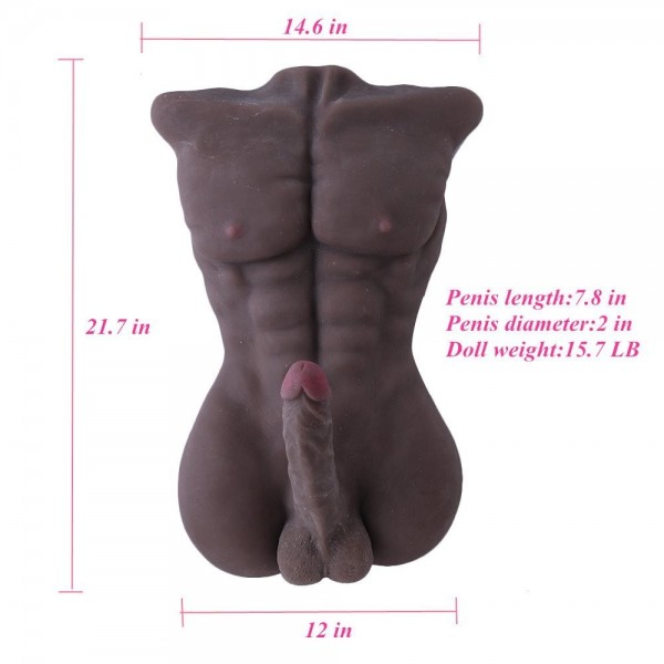 Male Body Torso Love Doll, 3D Realistic Sex Toy Doll with Big Dildo for Women