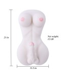 Sex Love Doll Androgyny Body 3D Realistic Big Breast Penis Sex Love Doll Torso for Couples (White)