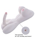 Sex Love Doll Androgyny Body 3D Realistic Big Breast Penis Sex Love Doll Torso for Couples (White)