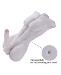 Male Body Torso Love Doll, 3D Realistic Sex Toy Doll with Big Dildo for Women (White)