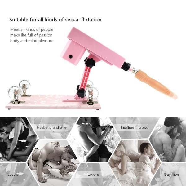 Sex Machine! Small Pink Handle Sex Machine Gun With 7 Attachments Unisex Dildos,Automatic Thrust Machine Device For Sex