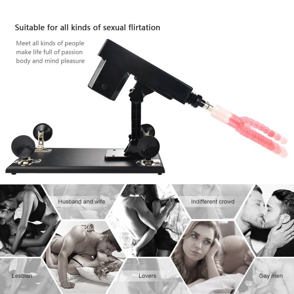 Multi-angle Adjustable Automatic Sex Machine With 1 Flexible Extend Tube,1 Suction Cup And 5 Dildos For Masturbation