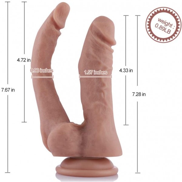 7" Double Penis Silicone Dildo for Premium Sex Machine with KlicLok System