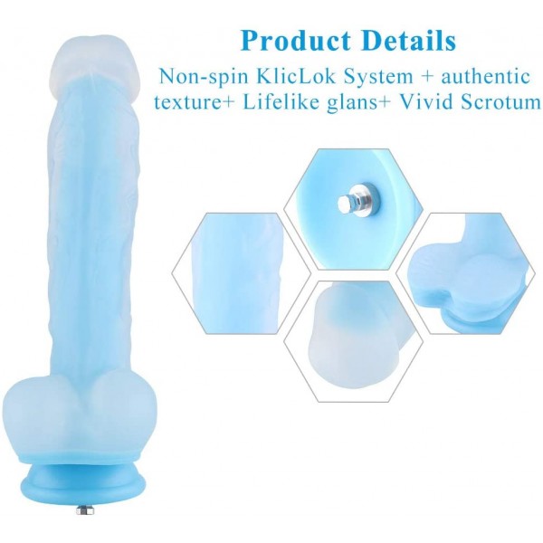 Hismith 9.65” Glow Dildo, Grows in The Dark Silicone Dong with KlicLok System