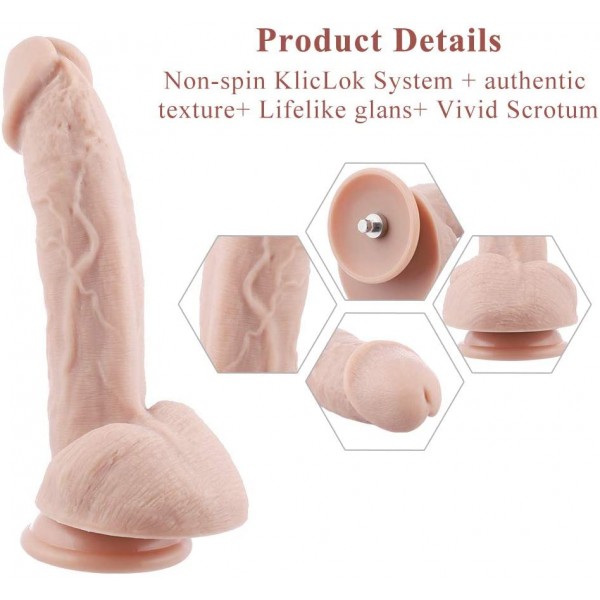 Hismith 7.86'' Dual-density Realistic dildo with KlicLok System for Hismith Premium Sex Machine