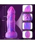 Hismith 8 inch gebogen gigantische siliconen paarse sterrendierendildo met zuignap