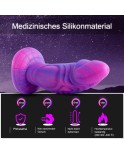 Hismith 8 Inch Curved Giant Silicone Purple Starry Animal Dildo with Suction Cup