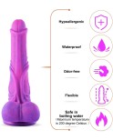 10,6 inch fuchsia tot onregelmatig paars textuurontwerp, siliconen gigantische penis met sterke zuignap