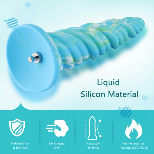 Consolador de silicona de colores mezclados con forma de punzón de 10,12 pulgadas Hismith con conector Kliclok