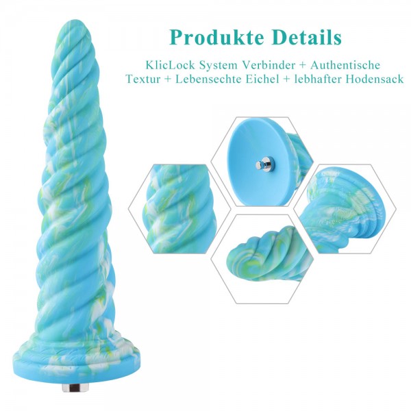 Hismith 10,12 inch priemvorm gemengde kleuren siliconen dildo met Kliclok-connector