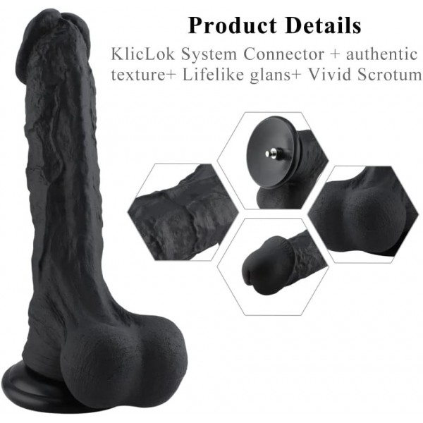 Hismith Consolador de silicona súper enorme negro de 12.4 pulgadas para Hismith Premium Sex Machine