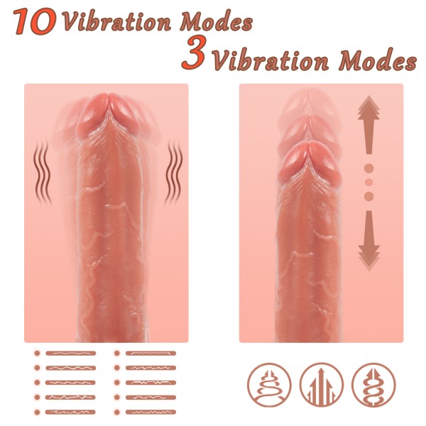 Thrusting Dildo Vibrator Sex Toy with 3 Powerful Thrusting Speeds&10 Vibrations