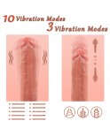 Pchnięcie wibratora wibratora z dildo z 3 potężnymi prędkościami pchnięcia i 10 wibracji