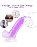 Jelly Dildo Luminous G-Spot Dildo, Lifelike Penis med Strong Sug Cup