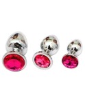 Unisex Metal Butt Toy Booty Beads Sexy Zátka Insert (S) - Red crystal