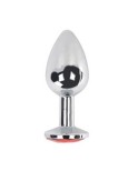 Unisex Metal Butt Toy Booty Beads Sexy Stopper Insert (S) - Red kristal