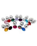 Unisex Metal Butt Toy Booty Beads Sexy Stopper Insert (S) - Red crystal