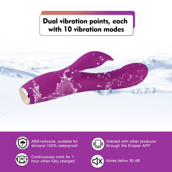 App-Interactive Vibrating Dildo And Vibrator, Eropair 2-In-1 Lesbian Pleasure Set