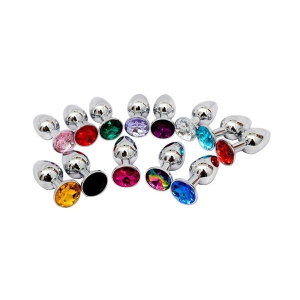 Unisex Metal Butt Toy Booty Beads Sexy Stopper Insert (S) - Purple crystal