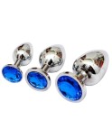 Unisex Metal Butt Toy Booty Beads Sexy Stopper Insert (S) - Blue crystal