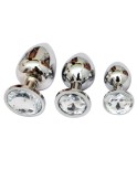 Unisex Metal Butt Toy Booty Beads Sexy Stopper Insert (S) - transparant kristal