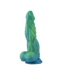Hismith 9.6" silicone Green mix yellow dildo with KlicLok system