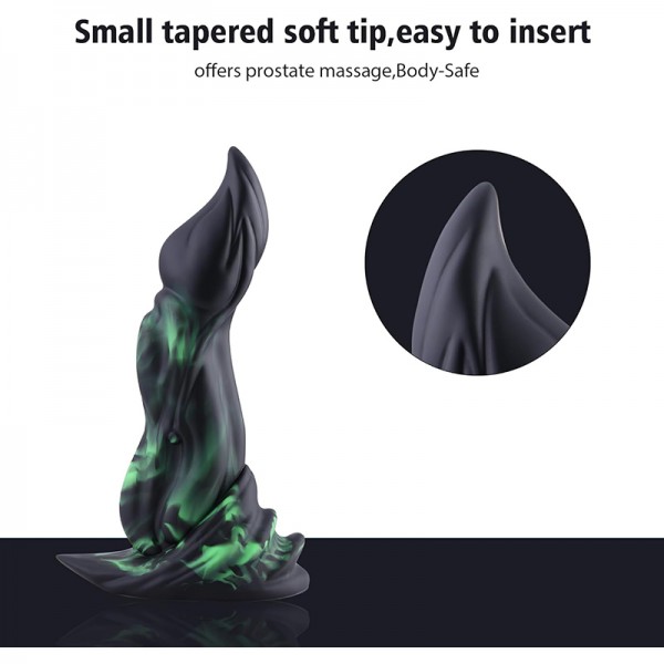 Hismith 9.1" Silicone Anal Plug Dildo for Premium Sex Machine Glow-in-The-Dark Green and Black