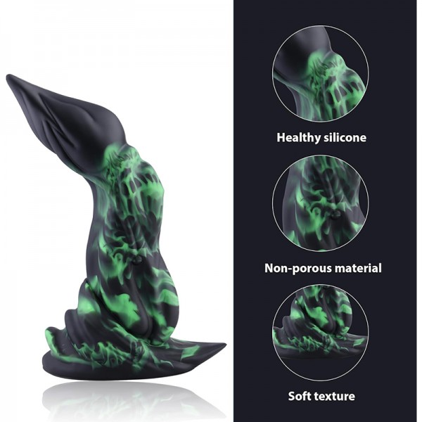 Hismith 9.1" Silicone Anal Plug Dildo for Premium Sex Machine Glow-in-The-Dark Green and Black