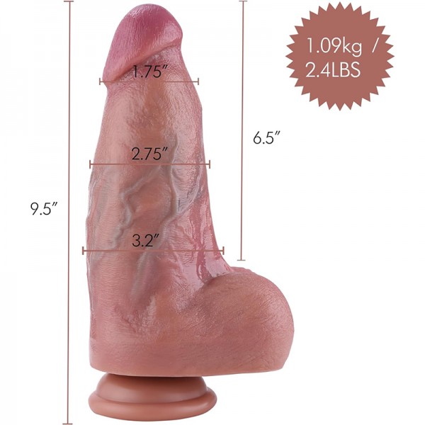 Hismith 9.5” Thick Dual-Density Realistic Silicone Dong with KilcLok System