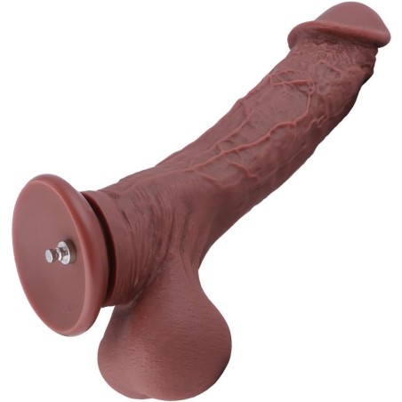 Hismith 12.4 '' enorm silikondildo - intakta testiklar för avancerade användare, brunaktig