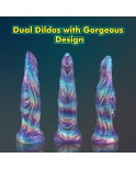 Fantasie siliconen kleurrijke knoop g-spot anale dildo met zuigbeker